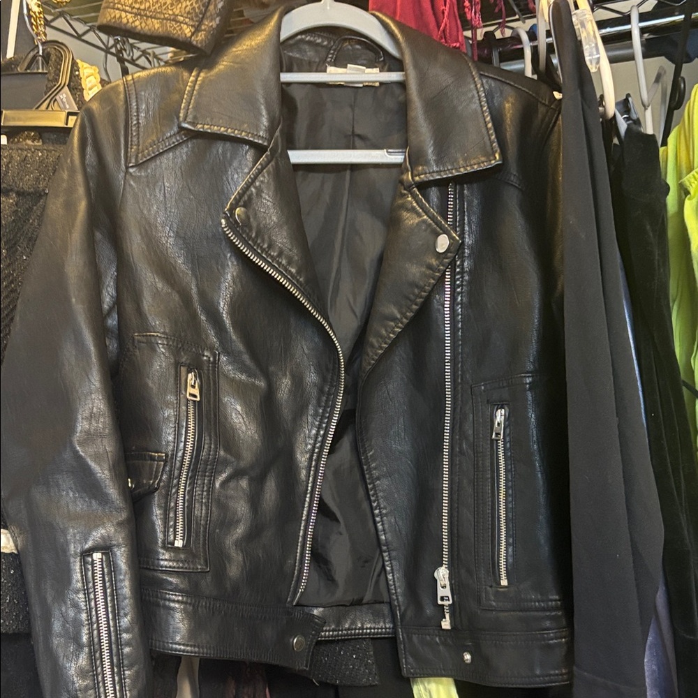 Topshop Black Leather Biker Jacket